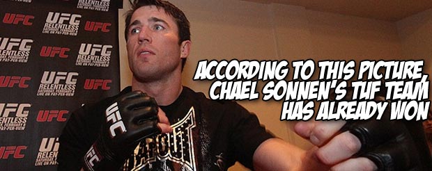 According to this picture, Chael Sonnen's TUF team has already won