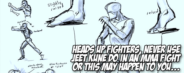 Heads up fighters, never use Jeet Kune Do in an MMA fight or this may happen to you...