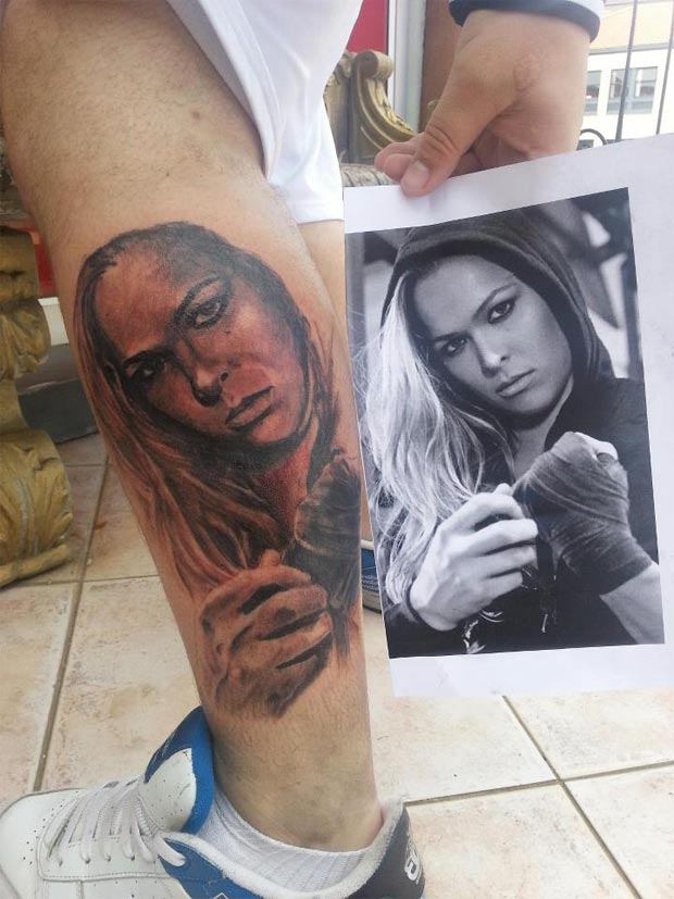 Dude gets a Ronda Rousey tattoo and wants the entire world to see it