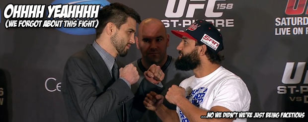 Watch the can’t-miss UFC 158 weigh-ins right here at 1PM PST/4PM EST! Yeah!