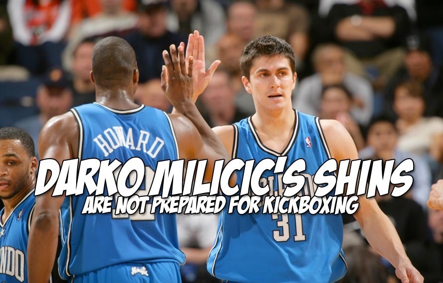 Bleacher Report on X: VIDEO: Darko Milicic was disqualified from his first  kickboxing match after gashing his shin    / X