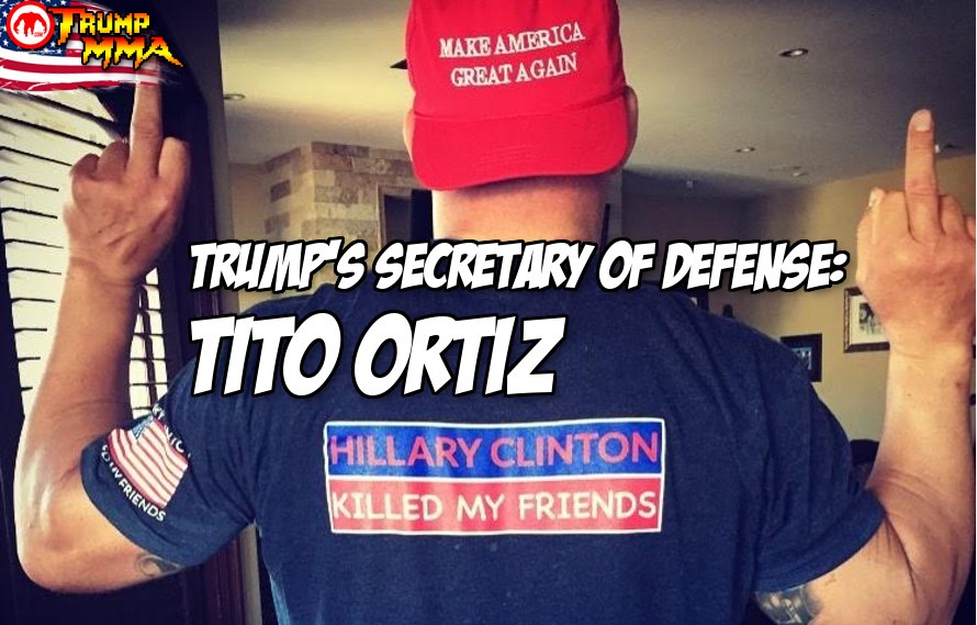 Tito Ortiz in the ring, winning tonight, wearing "He is our ...