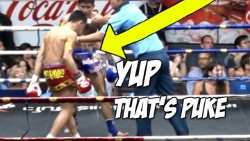 Muay Thai fighter vomits all over opponent