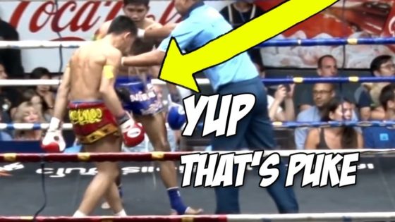 Muay Thai fighter vomits all over opponent