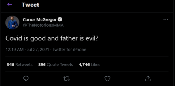 Deleted Conor McGregor tweet