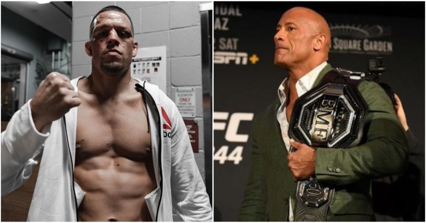 Image of Nate Diaz and The Rock via Youtube