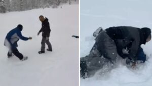Sean Strickland Wrestle Fan In Snow