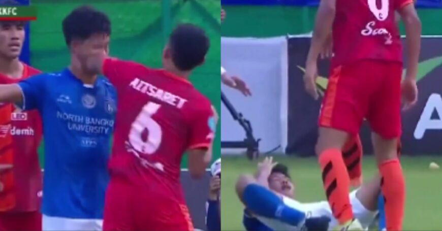 Video - Frustrated Soccer Player Shatter's Opponents Jaw with Brutal Muay Thai Elbow