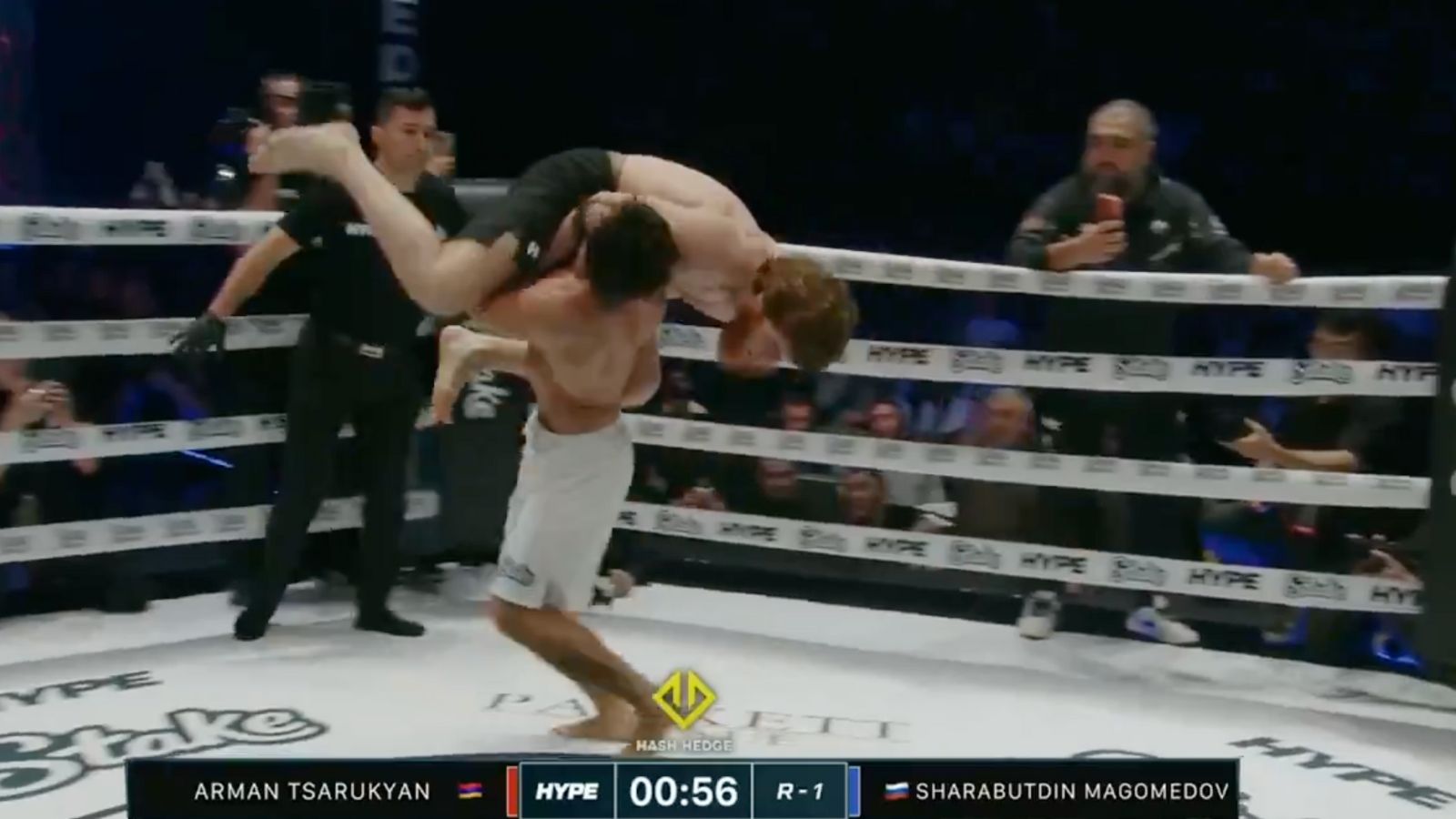 Arman Tsarukyan Impresses Home Crowd With Slam on Shara Bullet in Grappling Contest – Highlights