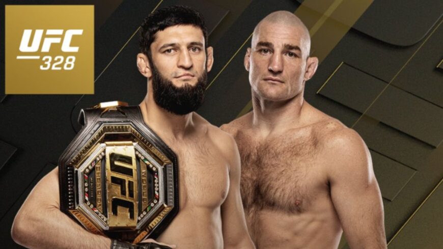 Khamzat Chimaev and Sean Strickland ahead of UFC 328 title fight