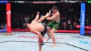 Rafael Fiziev lands the spinning kick that led to his knockout win over Manuel Torres at UFC Baku