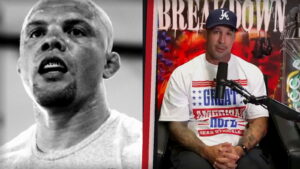 Anthony Smith and Brendan Schaub are shown in a clear two-person graphic for Schaub discussion of Smith arrest allegations.