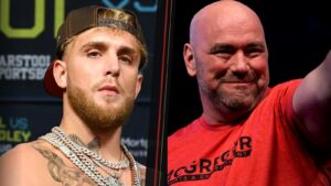 Jake Paul and Dana White are featured for a story about Paul's UFC comments after the MVP-PFL merger.