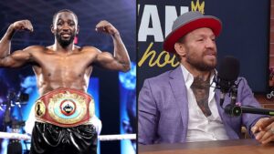 Terence Crawford and Conor McGregor clear balanced split image