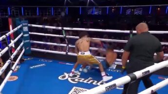 Amado Vargas knocks down James Springer during their BKB bare-knuckle fight