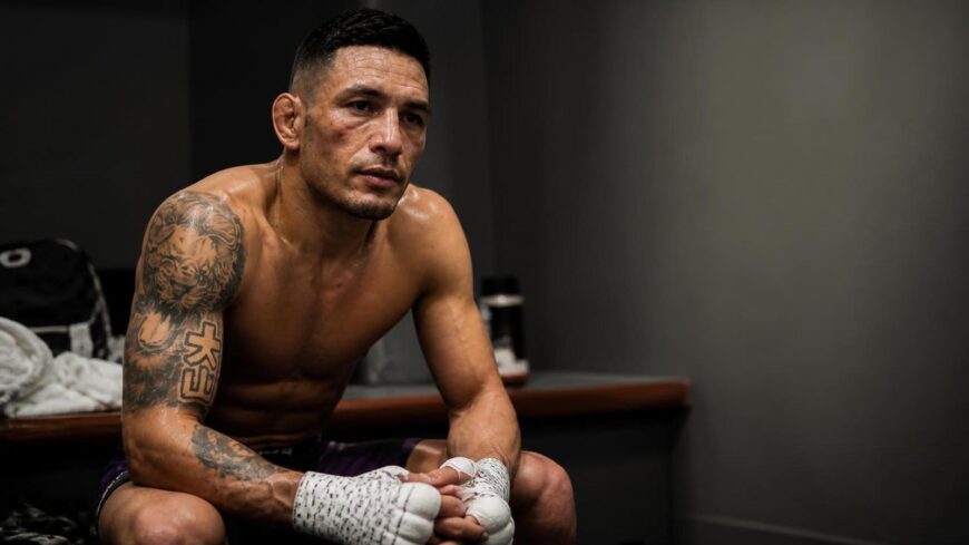 Alex Perez reacts after UFC Shanghai loss to Sumudaerji
