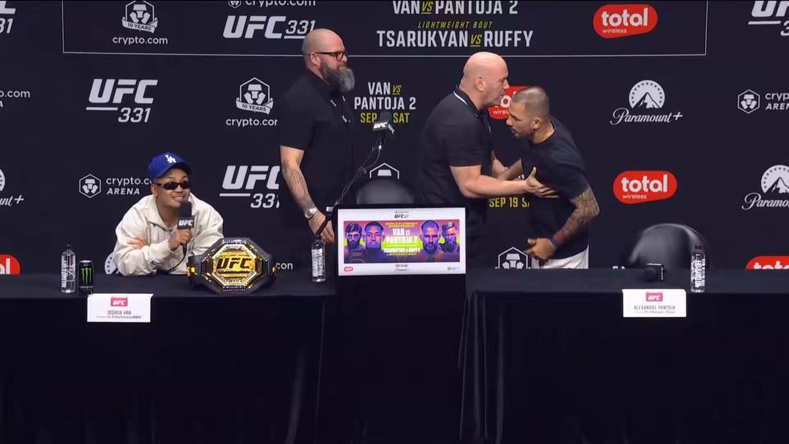 Alexandre Pantoja Gets Held Back By Dana White After Joshua Van UFC 331 Press Conference Erupts