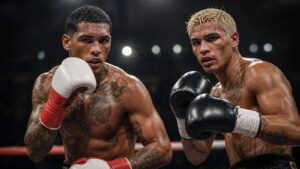 Conor Benn and Ryan Garcia boxing matchup graphic