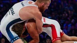 Bo Nickal and Max McEnelly wrestle at RAF 12 in Cleveland