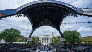 UFC Freedom 250 production setup on the White House South Lawn
