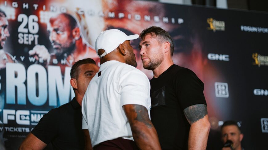 Yoel Romero and Darren Till face off at the BKFC 94 Manchester press conference