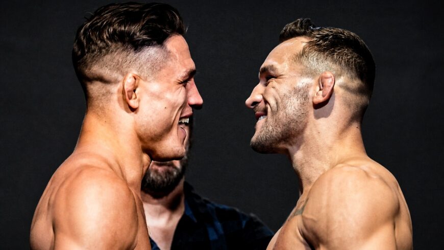Drew Dober and Michael Chandler face off in a UFC lightweight callout image