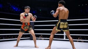 Elbrus Osmanov and Denis Souza Jr. kickboxing illustration for ONE Fight Night 48