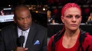 Gillian Robertson and Din Thomas featured in a UFC 330 apology fallout graphic