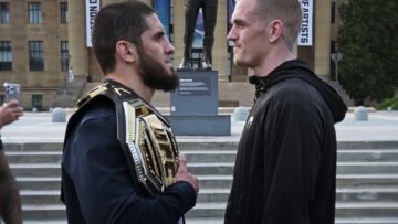 Islam Makhachev and Ian Machado Garry face off before UFC 330 in Philadelphia