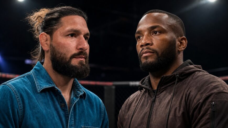 Jorge Masvidal and Leon Edwards in a UFC comeback rivalry editorial image