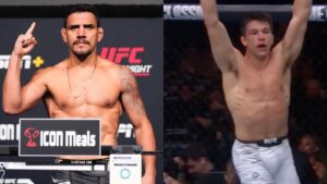 Rafael dos Anjos and Alexander Hernandez in official UFC footage.