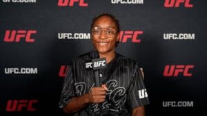 Shanelle Dyer speaks during UFC Sacramento fight week before facing Elise Reed