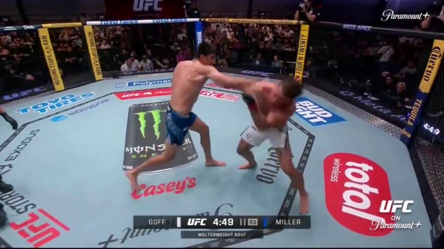 Ty Miller lands a punch on Billy Ray Goff during their UFC Vegas 120 welterweight fight.