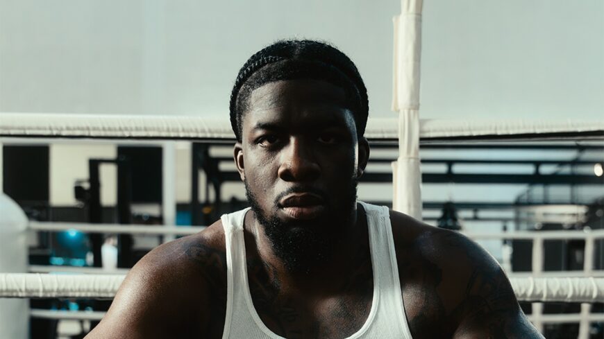 David Adeleye pictured in a boxing gym after signing with Matchroom Boxing
