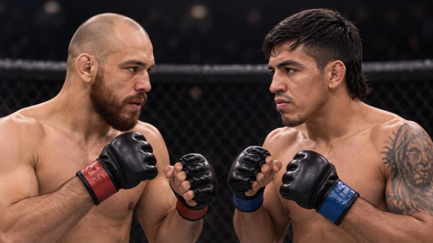 Jean Silva and Jose Miguel Delgado face off before their Noche UFC main event