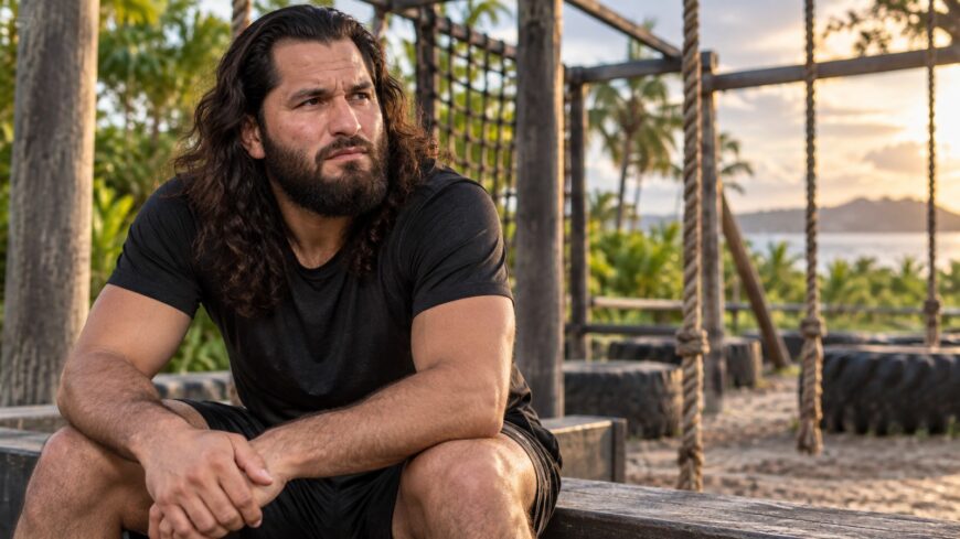 Jorge Masvidal pictured at an outdoor obstacle-course training area