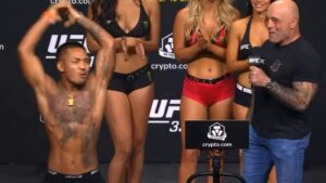Joshua Van responds to Joe Rogan at the UFC 331 ceremonial weigh-ins