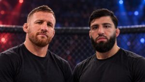 Justin Gaethje and Arman Tsarukyan pictured for Gaethje’s UFC 311 withdrawal remarks