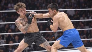 Ren Hiramoto faces Karshyga Dautbek in an editorial fight graphic