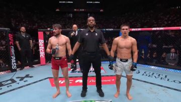 Pavel Andrusca waits for the UFC Paris decision against Nathaniel Wood