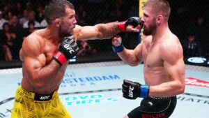 Rodolfo Vieira lands a punch on Robert Bryczek at UFC Vegas 121.
