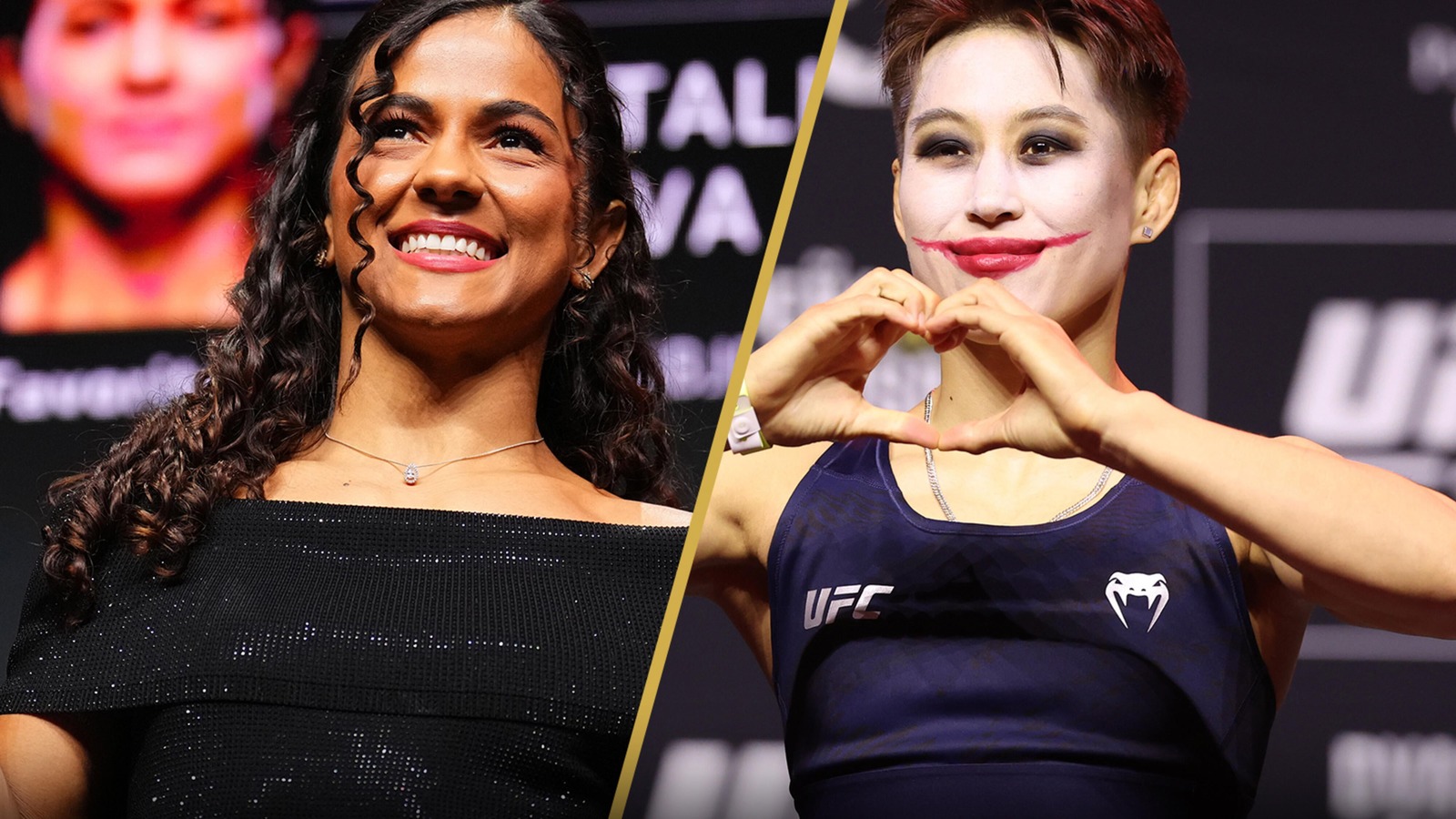 Promotional visual depicting Natalia Silva and Wang Cong for UFC 332.