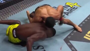 Aaron Pico follows Losene Keita to the canvas during their UFC 333 featherweight fight