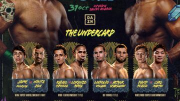 Official Canelo-Mbilli undercard graphic featuring Jaime Munguia, Rafael Espinoza and Lindolfo Delgado.