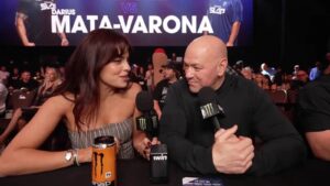 Dana White speaks with Nina Drama at Power Slap 24