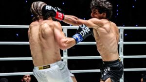 Dzhamil Osmanov lands a punch on Ben Woolliss at The Inner Circle 33