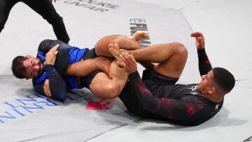 Gabriel Almeida applies a heel hook to Gilbert Burns at UFC BJJ 12