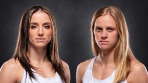 Editorial illustration of Maycee Barber and Carli Judice for their UFC 335 matchup