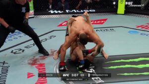 Niko Price lands ground-and-pound on Leon Shahbazyan at UFC Vegas 122
