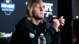 Paddy Pimblett speaks at a UFC media event